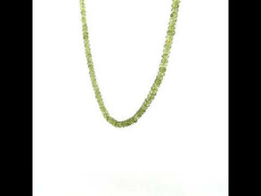 Natural Peridot Necklace | Rondelle 4mm Machine Faceted Cut Gemstone Beads | 17.7 Inch August Birthstone Jewelry