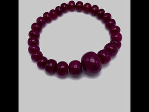 Natural Ruby Bracelet | Smooth 7–15mm Rondelle Beads 27 Pcs 157 Carats | Burgundy Red VVS Clarity | Adjustable Gemstone Jewelry