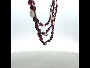 Handmade Natural Garnet Plain Hexagon & Chalcedony Nugget Gemstone Beaded 18.9