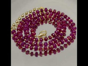 Natural Ruby 4.5mm with 925 Sterling Silver Station Necklace Faceted Rondelle Beaded Gemstone Energy Stone
