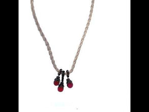 Natural Garnet Gemstone 10mm Drop Shape Pendant With White Twisted Cord Necklace Known For Passion Vitality And Strength