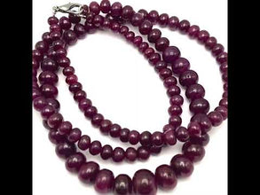 Ruby Natural Necklace | Smooth 4–10mm Rondelle Beads 122 Pcs 233 Carats | Burgundy Red VS Clarity | 22.5 Inch July Birthstone Gemstone Jewelry