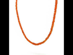 Natural Carnelian Necklace | Rondelle 4mm Faceted Cut Orange Gemstone Beads | 16.6 Inch Handcrafted Jewelry