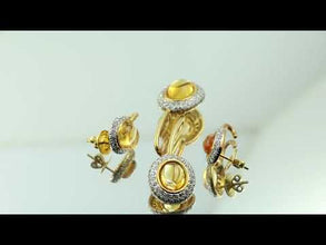 18K Yellow Gold Natural Diamond & Citrine Pendant and Earrings Set | Oval Halo Statement Fine Jewelry