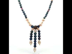 Natural Pink Green Tourmaline Peridot Pearl Multi Color Beaded Necklace