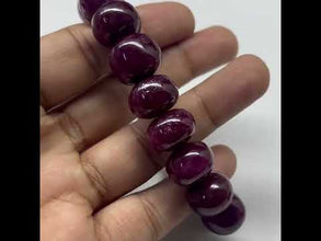 Natural Ruby Bracelet | Smooth 12-14mm Rondelle Beads 17 Pcs 345 Carats | Deep Scarlet Red VVS Clarity | Beaded Gemstone Jewelry