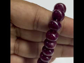 Natural Ruby Bracelet | Smooth 9-10mm Rondelle Beads 25 Pcs 166 Carats | Rich Crimson Red VVS Clarity | Genuine Luxury Gemstone Adjustable Jewelry