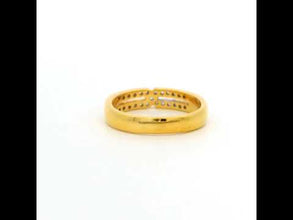 18K Yellow Gold Diamond Double Row Ring | Micro Pavé Band | Elegant Stackable Pinky Design