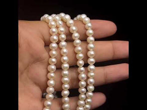 Natural Freshwater Pearl 5mm White Round Necklace 32.5inch Freshwater Pearl Jewelry for Purity and Spiritual Calm