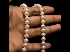 Natural Freshwater Pearl 7mm White Round Necklace 17inch Classic Pearl Jewelry for Purity and Loving Energy