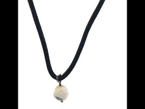 Natural Howlite Gemstone 16mm Ball With Handcrafted Black Twisted Cord Pendant Necklace Believed To Support Stress Relief And Calm Thoughts