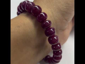 Natural Ruby Bracelet | Smooth 8-10mm Rondelle Beads 26 Pcs 178 Carats | Deep Crimson Red VVS Clarity | High Quality Luxury Gemstone Jewelry
