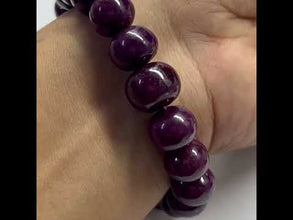 Natural Ruby Stretch Bracelet | Smooth 9-13mm Rondelle Beads 21 Pcs 227 Carats | Merlot Red VVS Clarity | Adjustable Wrist Jewelry