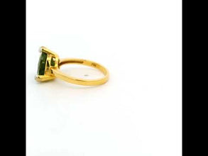 18K Yellow Gold Trillion-Cut Natural Peridot Ring | Diamond Accent Solitaire | Classic August Birthstone Fine Jewelry