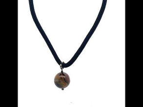 Natural Tiger's Eye Gemstone 18mm Ball With Black Twisted Cord Pendant Necklace Known For Confidence Strength And Stability