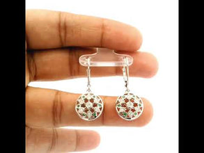 18K White Gold | Natural Tsavorite & Diamond Openwork Floral Motif Drop Earrings | Intricate Statement Silhouette