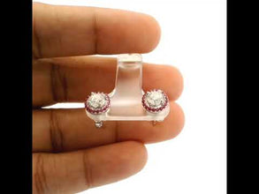 18K White Gold Natural Diamond Solitaire Stud Earrings | Ruby Halo Design | Timeless Classic Jewelry