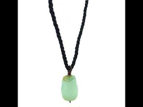 Natural Chalcedony Gemstone 28mm Tumble Shape with Black Twisted Cord Pendant Necklace