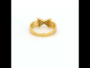 18K Yellow Gold Statement Bow Ring | Natural Diamond Ribbon Love Knot Motif | Modern Luxury Cocktail Jewelry