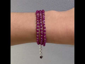 Classic Natural Ruby 4.5mm with 925 Sterling Silver Station Necklace Faceted Rondelle Beaded Gemstone Vitality Gem