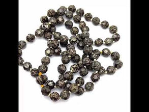 Snowflake Obsidian Necklace 8mm Faceted Round Brown Color 30 Inch Natural Gemstone VVS Clarity Healing Jewelry