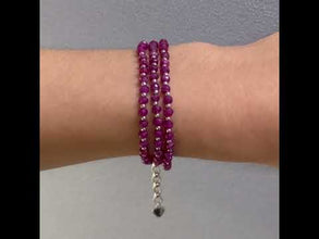 Rondelle Shape Natural Ruby 4mm with 925 Sterling Silver Station Necklace Faceted Beaded Gemstone Classic Power