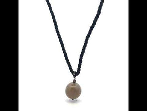 Natural Jasper Ball Gemstone 20mm With Black Twisted Cord Pendant Necklace Known For Strength Protection And Earth Energy