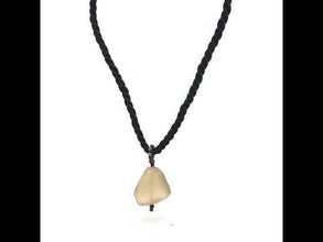 Natural Chalcedony Gemstone 21mm Tumble Shape with Black Twisted Cord Pendant Necklace