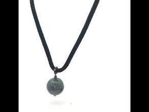 Natural Jasper Gemstone 20mm Ball With Black Twisted Cord Pendant Necklace Associated With Grounding Balance And Stability