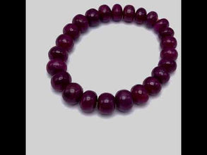 Natural Ruby Bracelet | Smooth 9–11mm Rondelle Beads | 24 Pcs 188 Carats | Crimson Red VVS Clarity | July Birthday Gemstone Jewelry
