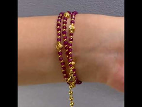 Beaded Gemstone Natural Ruby 3mm with 925 Sterling Silver Station Necklace Faceted Rondelle Gold Charms Love Symbol