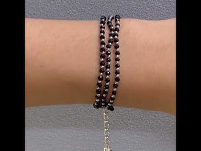 Balance Energy Natural Spinel 3mm with 925 Sterling Silver Station Necklace Faceted Rondelle Beaded Gemstone Silver Ball