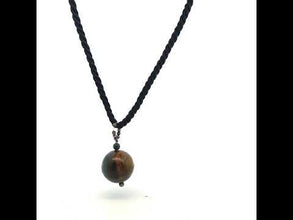 Natural Jasper Gemstone Pendant 20mm Plain Ball with Black Twisted Cord Necklace Encourage Grounding Confidence