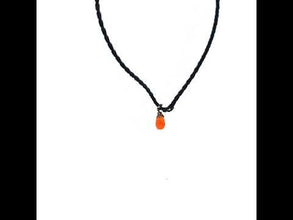 Natural Carnelian Gemstone 14mm Drop Shape With Black Twisted Cord Pendant Necklace Believed To Enhance Motivation And Self Confidence