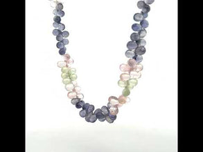 Natural Prehnite Iolite Rose Quartz Drop Briolette Gemstone Necklace Jewelry