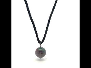 Natural Jasper Gemstone 20mm Ball With Black Twisted Cord Pendant Necklace Associated With Calm Focus And Stability