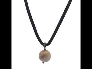 Natural Jasper Gemstone Pendant 20mm Ball Smooth Luster with Dark Twisted Cord Unisex Necklace