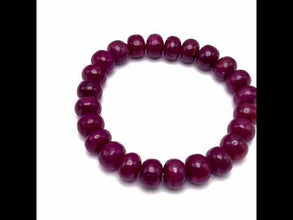 Natural Ruby Bracelet | Smooth 9-10mm Rondelle Beads 24 Pcs 171 Carats | Crimson Red VVS Clarity | July Birthstone Gemstone Jewelry