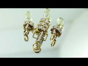 18K Yellow Gold Pendant Earring with Diamond Natural & Lemon Quartz Slider Drop Design Jewellery Set