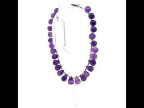 Natural Amethyst Gemstone Bracelet | Briolette Drop 8x6mm Cut Gemstone Beads | 7.2 Inch February Birthstone Jewelry