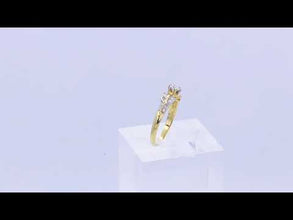 18K Yellow Gold Bypass Engagement Ring | Natural Diamond Solitaire Center Pavé Accents | Perfect Proposal Ring