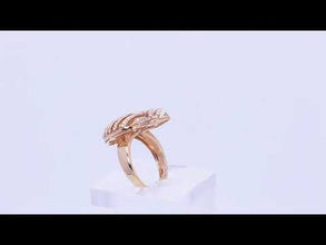 18K Rose Gold Heart Swirl Cocktail Ring | Natural Diamond Openwork Pavé & Channel Spiral Design | Romantic Jewelry
