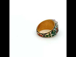 18K Yellow Gold Mughal Meenakari Ring | Rose-Cut Polki Diamond | Handcrafted Indian Heritage Statement Jewelry