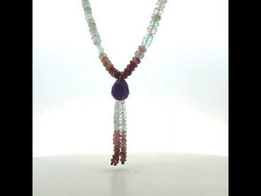 Citrine Natural, Peridot, Aqua, Spessartite, Pink Tourmaline, Blue Topaz, and Amethyst Necklace