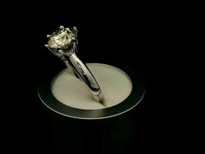 9K White Gold Engagement Round Solitaire Ring | Channel-Set Band | Classic Cathedral Bridal Design