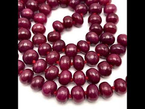 Ruby Gemstone Necklace | Smooth 10–11mm Rondelle Beads 81 Pcs 728 Carats | Rich Crimson Red VVS Clarity | 27 Inch Birthstone Precious Jewelry