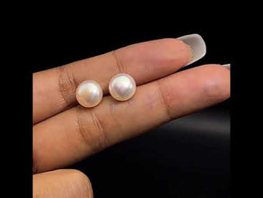Handmade Pearl Freshwater Stud Earrings Plain Smooth Button Shape 9mm Pink Color Excellent Luster Timeless Pearl Gifting