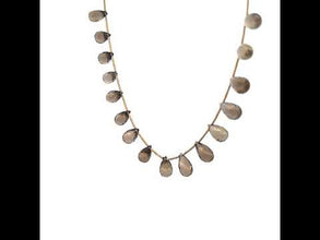 Natural Smoky Quartz Gemstone Necklace | Drop 10x6mm Briolette Cut Gemstone Beads | 15 Inch Handcrafted Jewelry