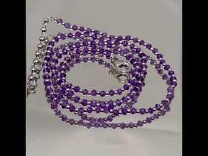 Symbolizing Royalty African Natural Amethyst 3mm with 925 Sterling Silver Station Necklace Faceted Rondelle Beaded Gemstone Silver Balls Charms