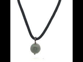 Natural Jasper Ball Gemstone 20mm With Dark Twisted Cord Pendant Necklace Associated With Stability And Earth Connection